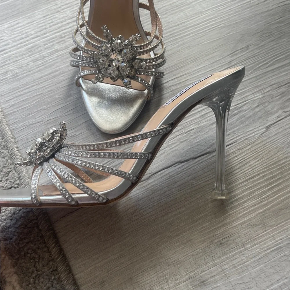Steve Madden Silver Embellished Strappy Heels